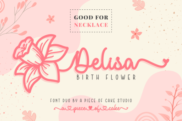 Delisa Birth Flower Duo: Vintage Script and Sans Serif